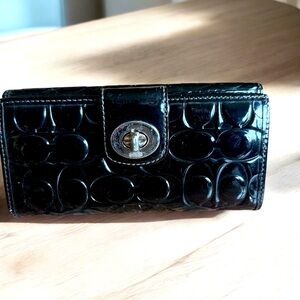Coach black twist lock wallet